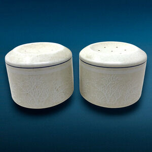 Vintage Lenox SILHOUETTE Pottery Salt & Pepper Shakers Ivory Trees Birds